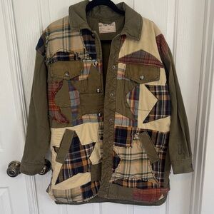 We The Free Olive and Plaid Utility Jacket